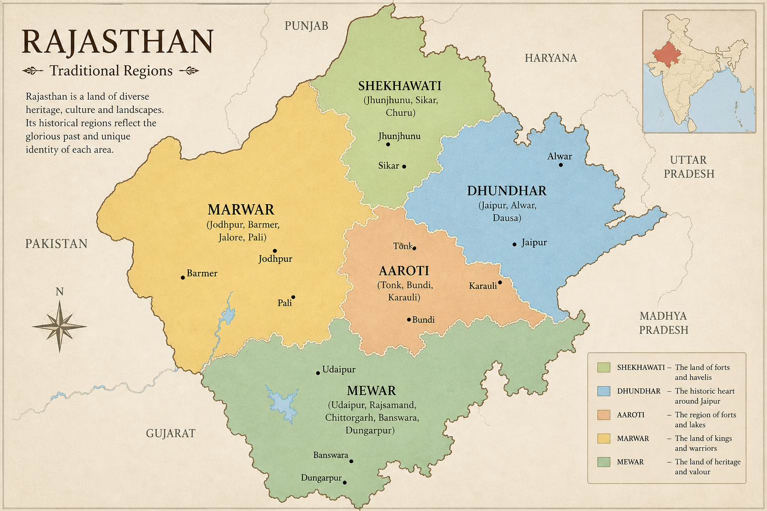 Rajasthan Regions Map